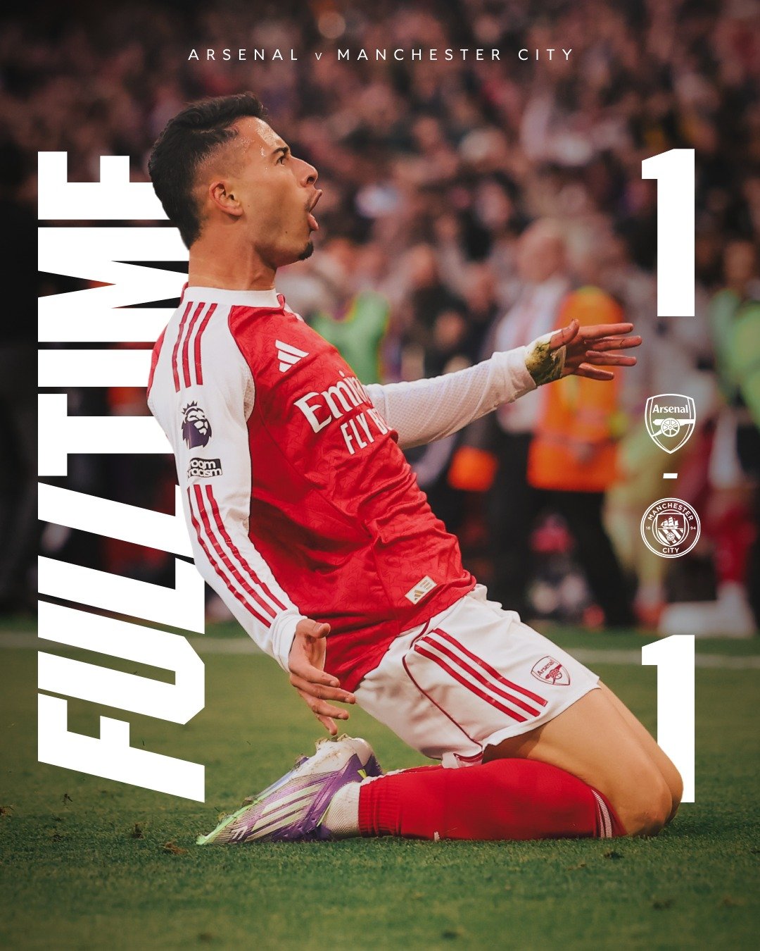 مارتينيلي ينقذ أرسنال من الخسارة ويتعادل مع السيتي بهدف لمثله